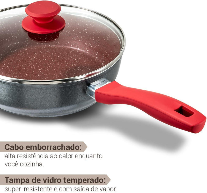 Panela Redstone com Tampa de Vidro 2,7L - Loja Online