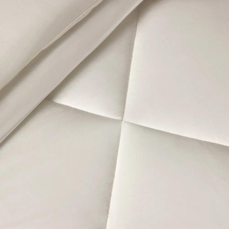 Kit de Cama 1000 Fios Cetim 100% Algodão Egípcio Mirtina Branco/Legno - Lençóis + Fronhas + Edredom - Loja Online