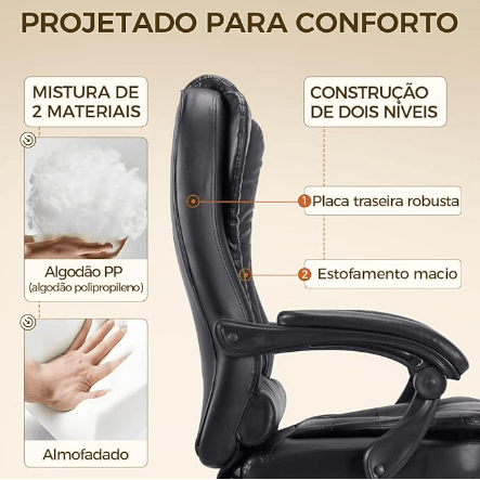 Cadeira Presidente Com Apoio de Pernas - Loja Online