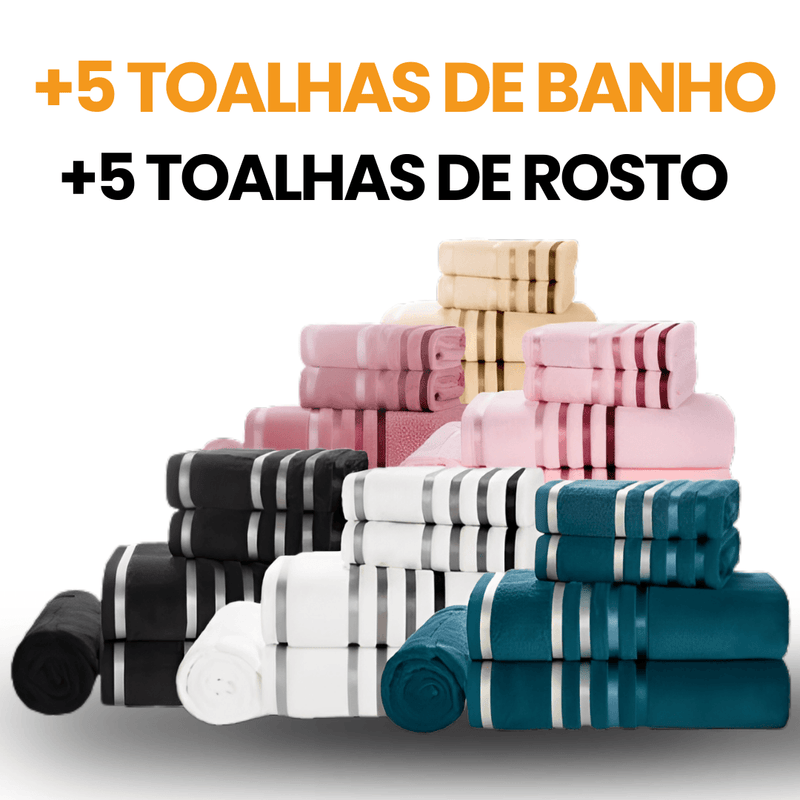 COMBO ESPECIAL! +5 TOALHAS DE BANHO +5 TOALHAS DE ROSTO - Loja Online