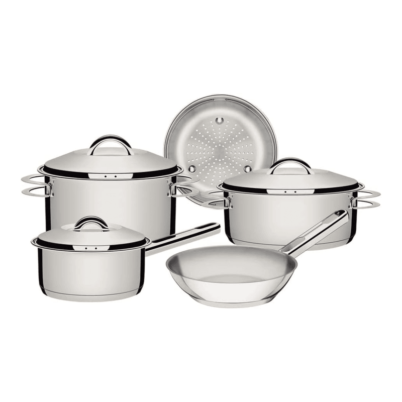 Jogo de 5 Panelas Solar em Aço Inox com Fundo Triplo e Tampas de Inox - Loja Online
